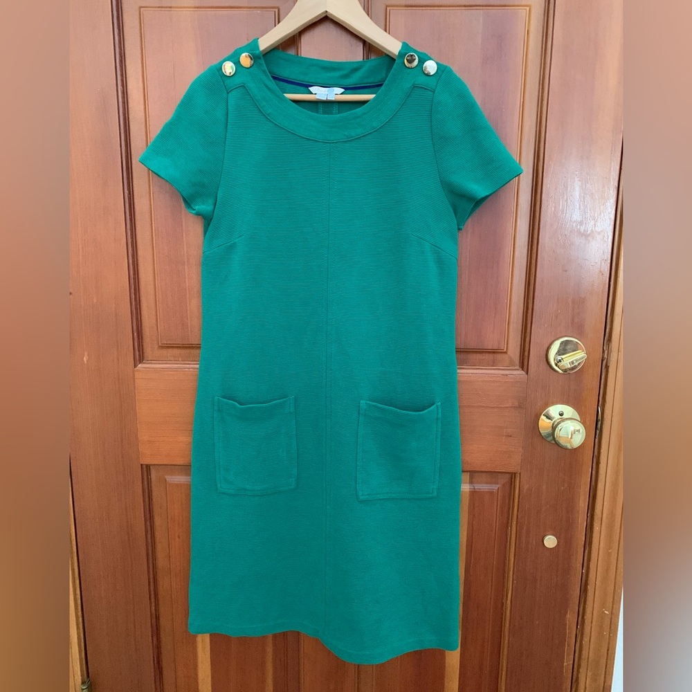 Boden Green Ribbed Ottoman Shift Dress Size 8R , EUC - Picture 3 of 7